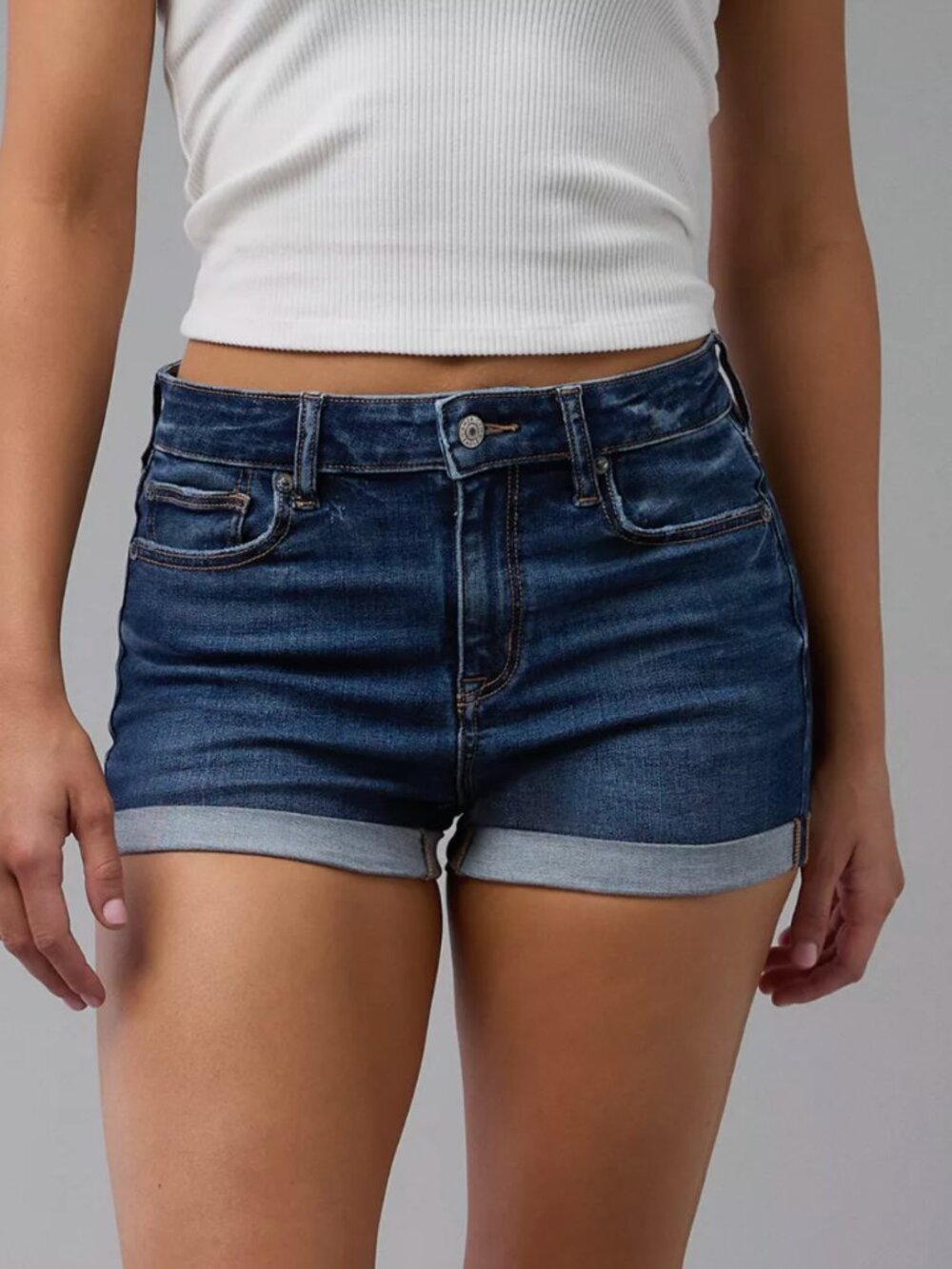 NWT American Eagle Ne(x)t Level High-Waisted Dark Indigo Denim Short Shorts